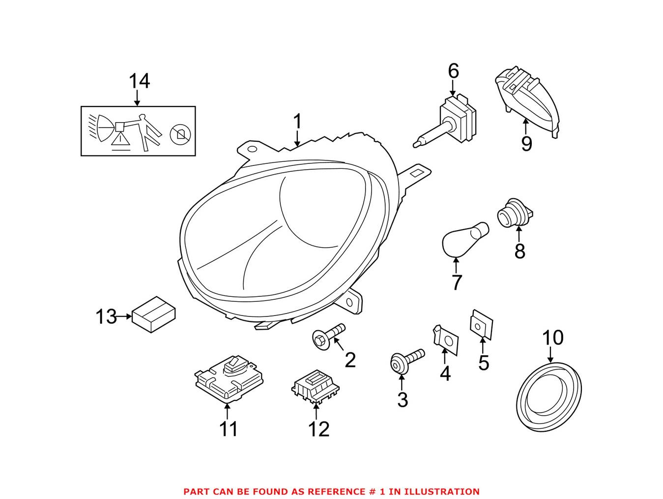 Mini Headlight Assembly - Driver Side (Xenon) (Adaptive) 63129807489